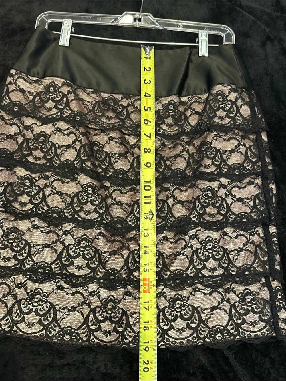 Dalia Black Lace Overlay A-Line Skirt